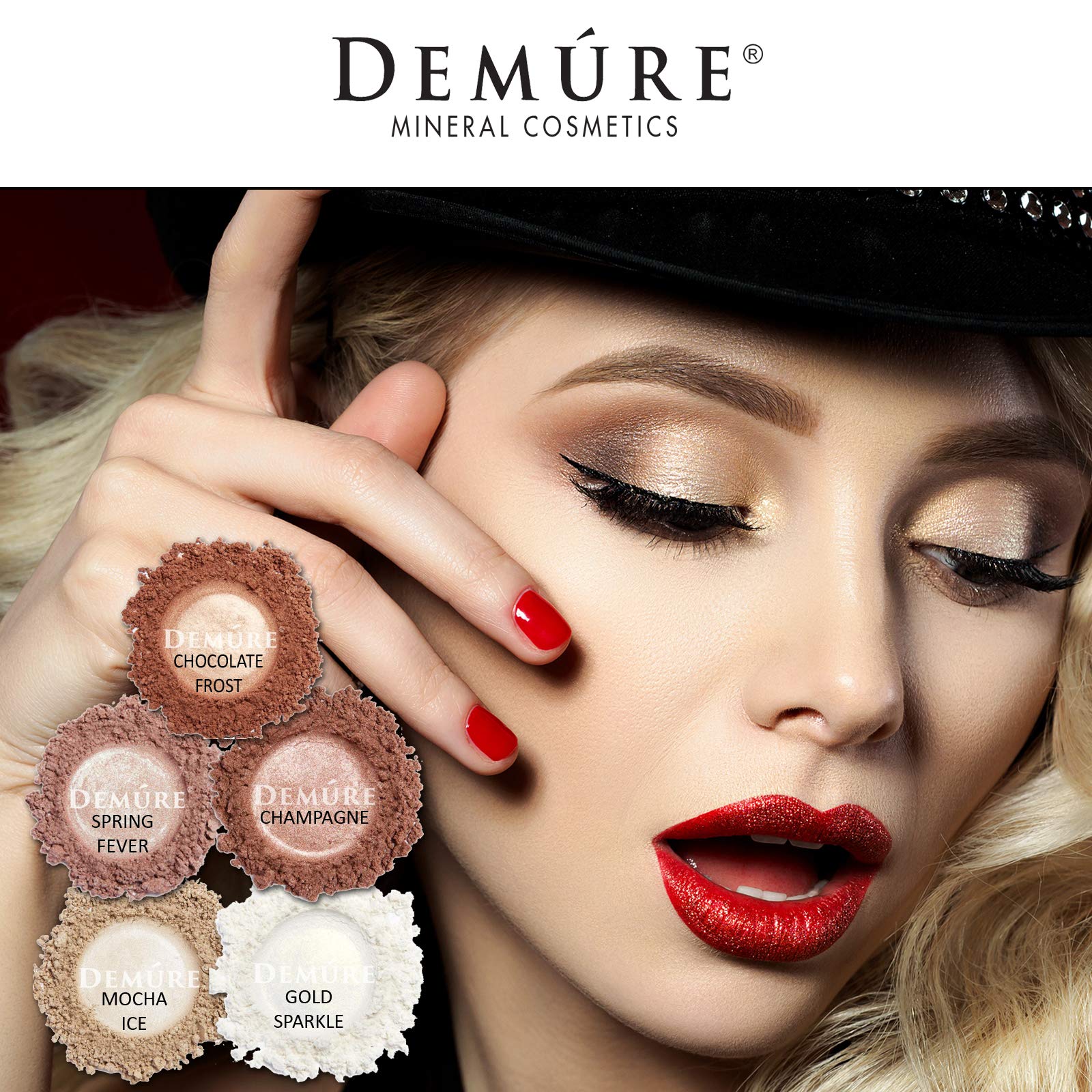 DEMÚRE Mineral Eye Shadow – Deep Champagne Shimmer, Natural Glitter Eyeshadow
