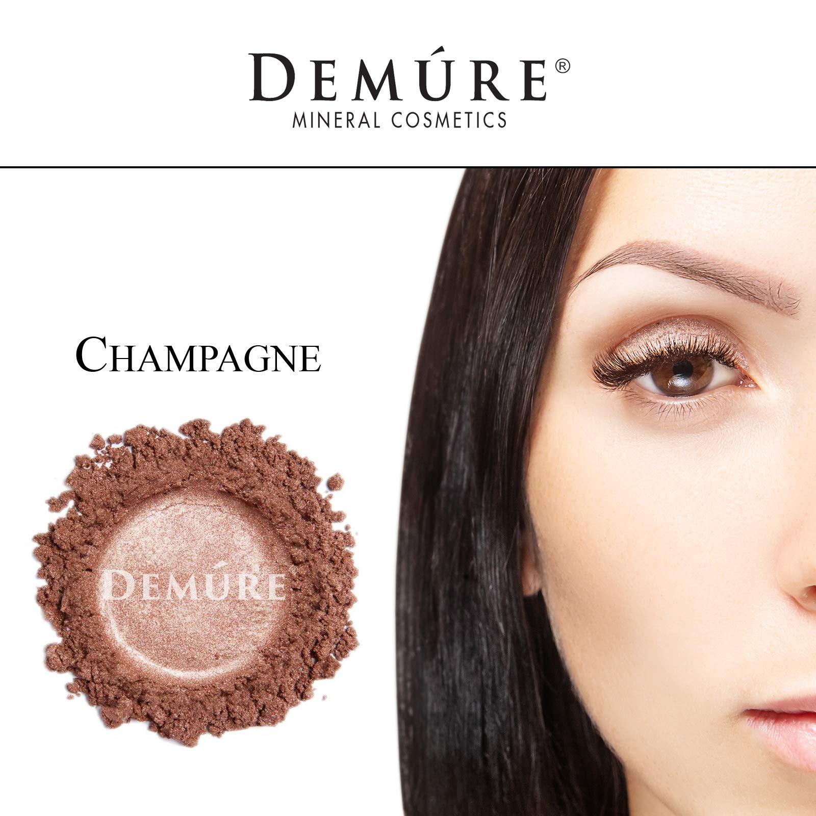 DEMÚRE Mineral Eye Shadow – Deep Champagne Shimmer, Natural Glitter Eyeshadow