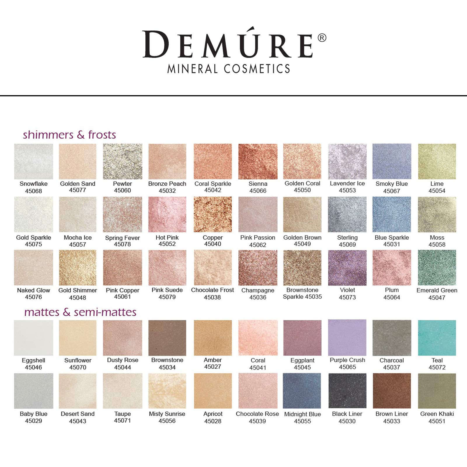 DEMÚRE Moon Dust Mineral Eye Shadow – 33 Shimmer Shades