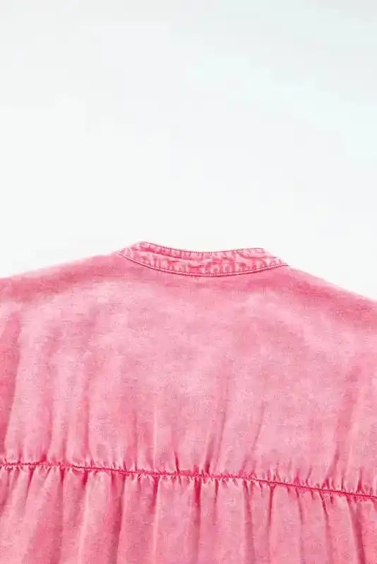 Pink Lyocell Ruffled Sleeve Mini Dress Women UK | Feminine Loose