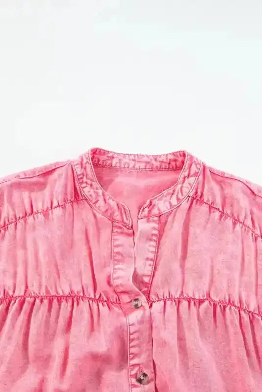 Pink Lyocell Ruffled Sleeve Mini Dress Women UK | Feminine Loose