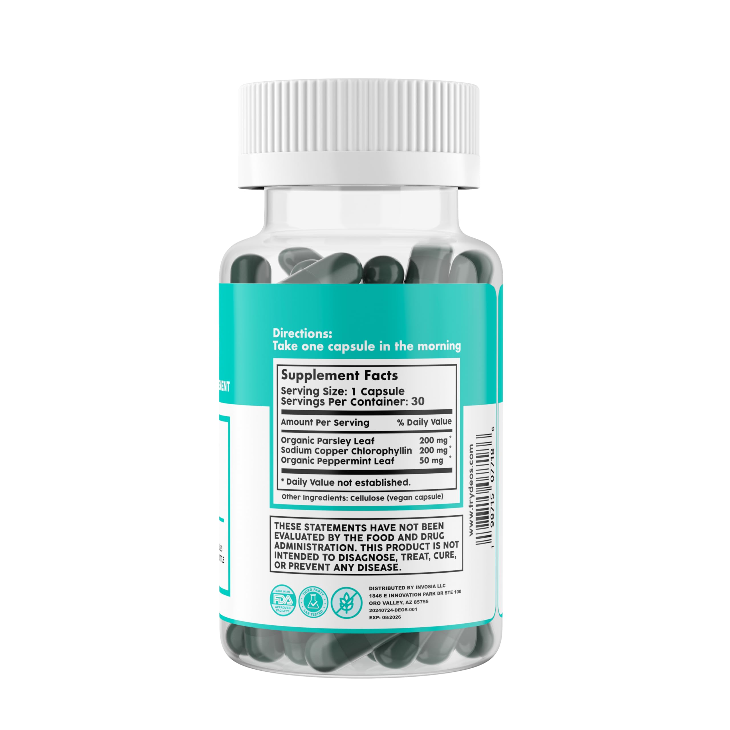DEOS Internal Deodorant Supplement – Full-Body Odor Control | 30 Vegan Capsules