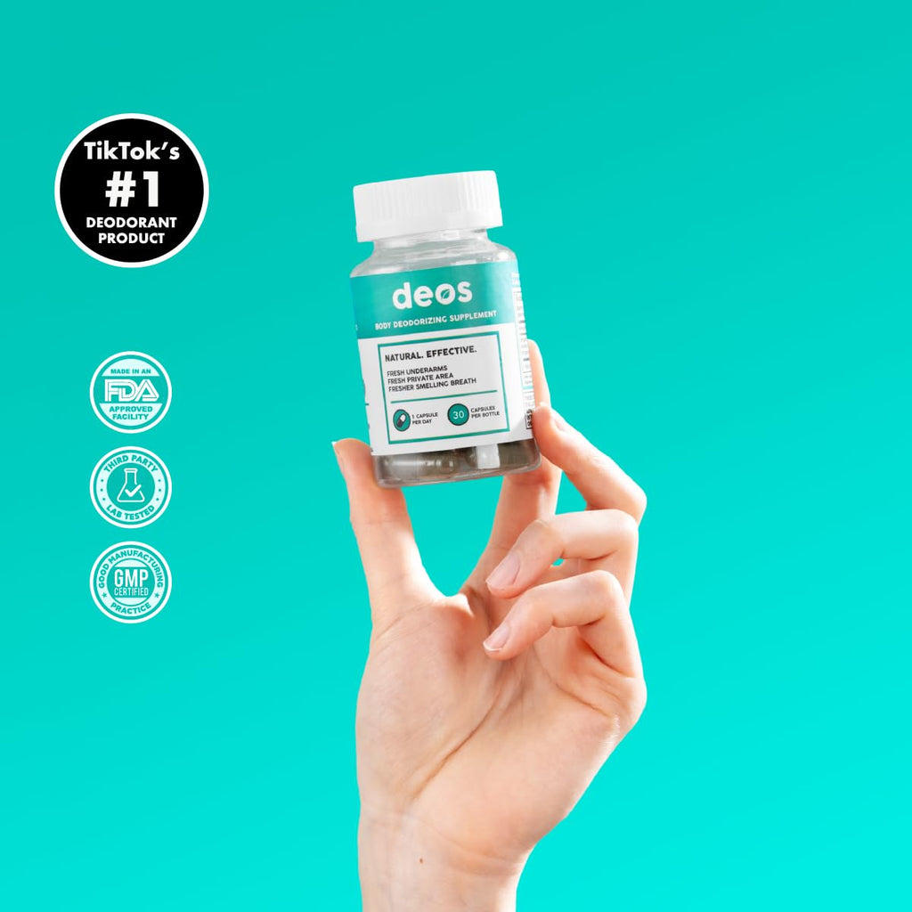 DEOS Internal Deodorant Supplement – Full-Body Odor Control | 30 Vegan Capsules