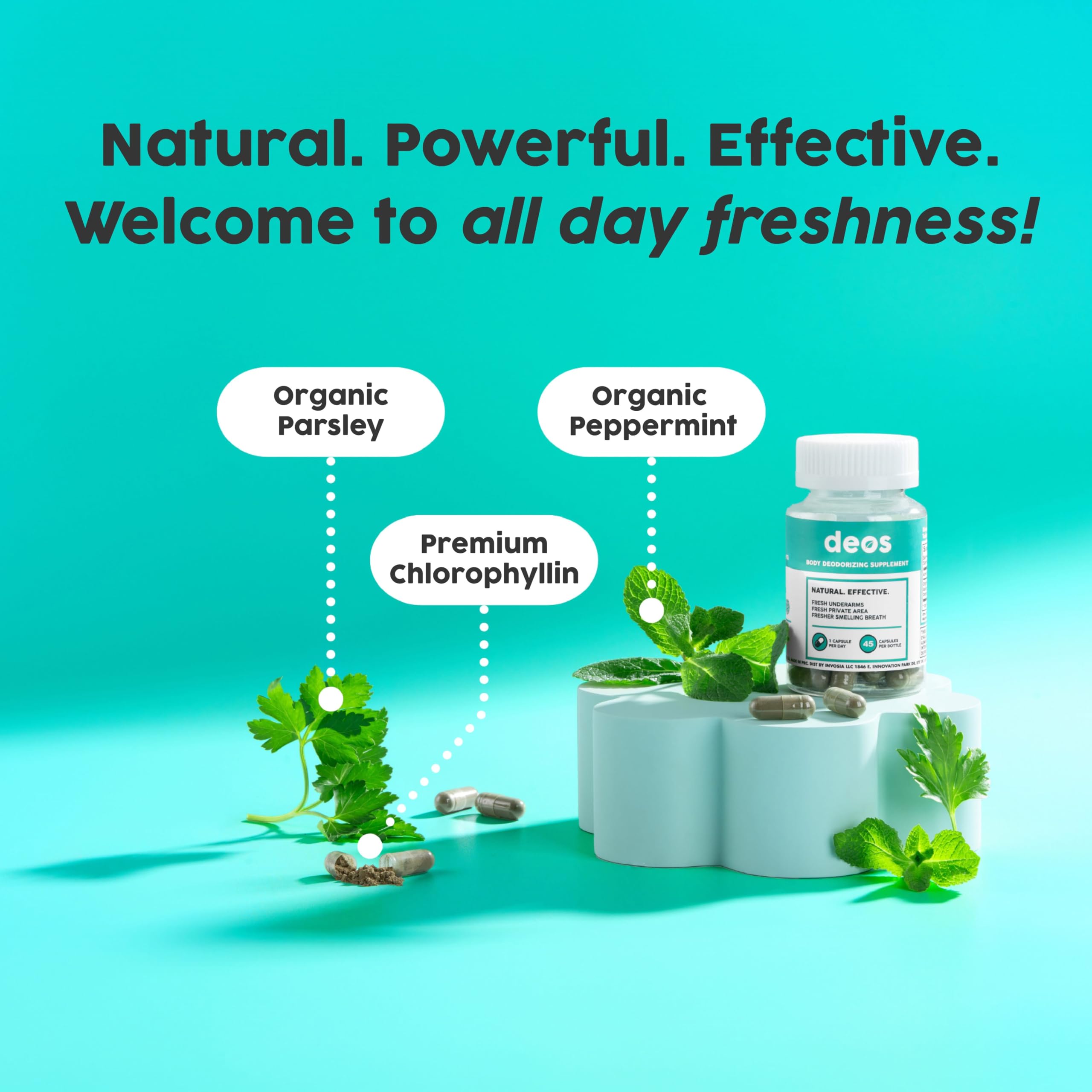 DEOS Internal Deodorant Supplement – Full-Body Odor Control | 30 Vegan Capsules