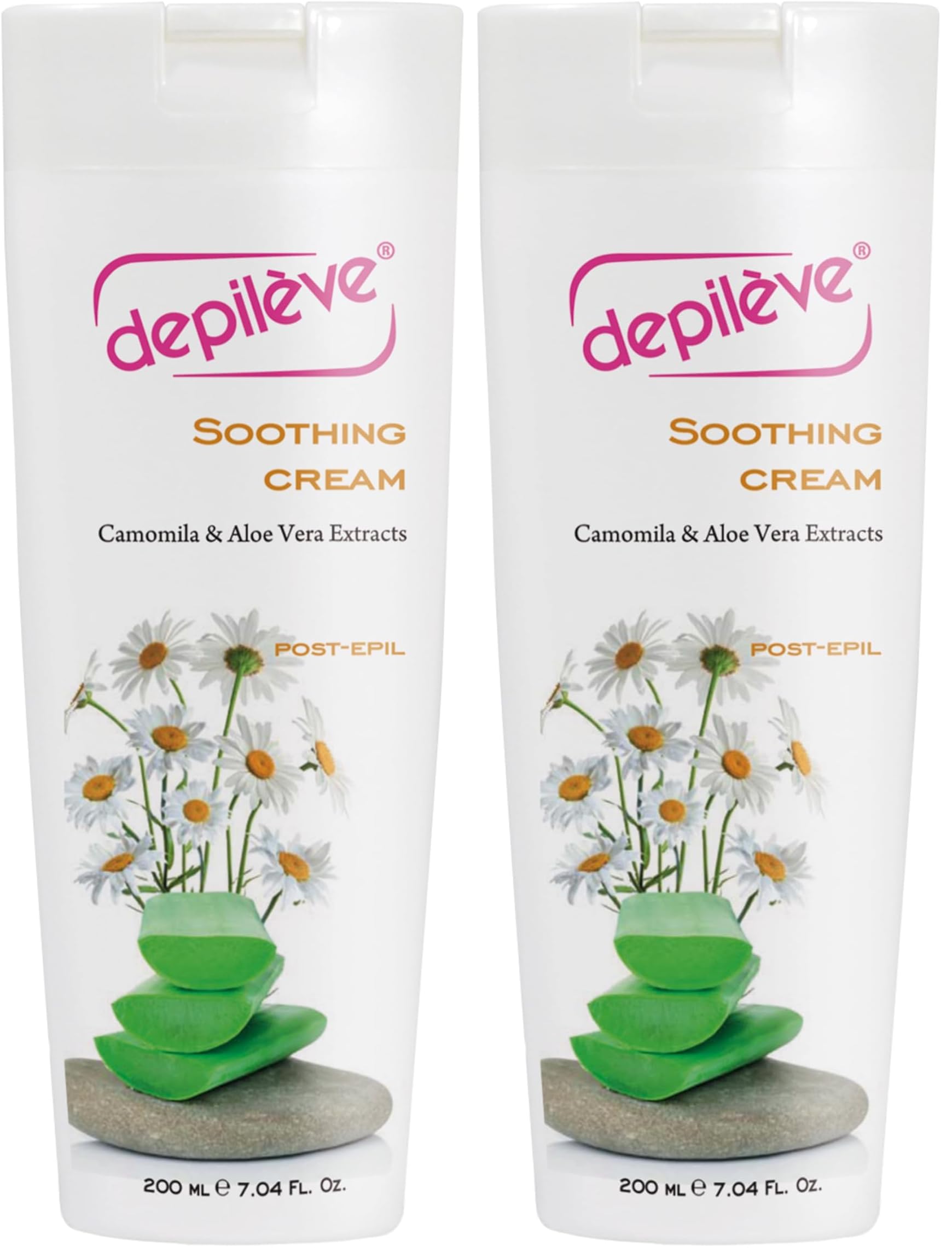 Depileve Soothing Cream - Post-Wax Lotion with Aloe Vera, Chamomile & Zinc Oxide | Calming, Light Coverage (Pack of 2)