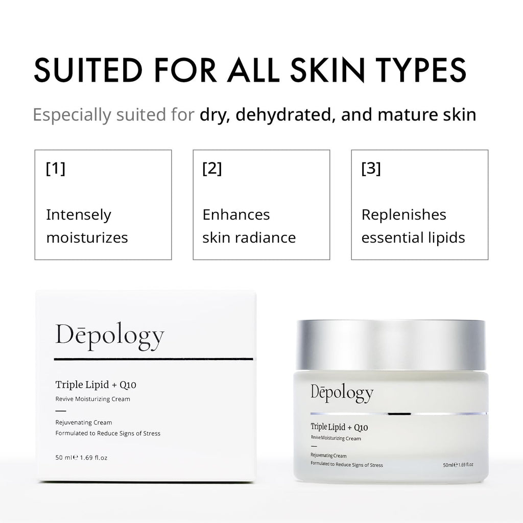 Depology Triple Lipid+Q10 Facial Moisturizer | Lightweight Hydration for All Skin Types | 1.69 fl oz