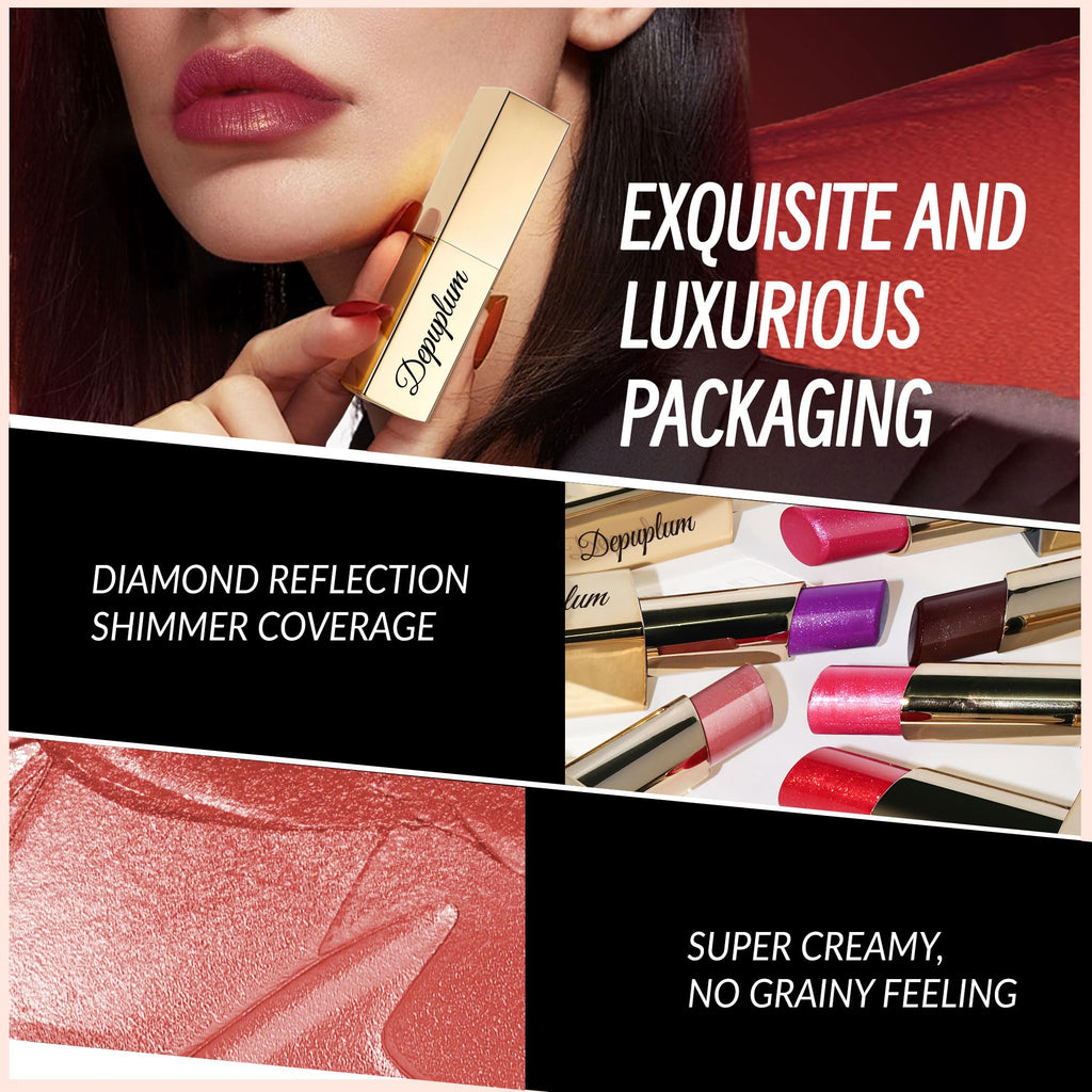 Depuplum Pink-Red-Brown Lipstick Set – Hydrating Shimmer Lip Tint (ZG107/108/117)