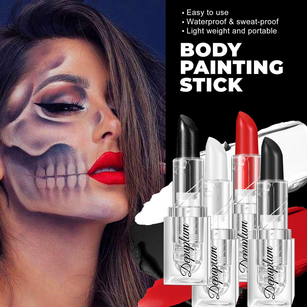 Depuplum Halloween Lipstick Set | Matte Black, White & Red Waterproof Lipsticks for Goth Cosplay
