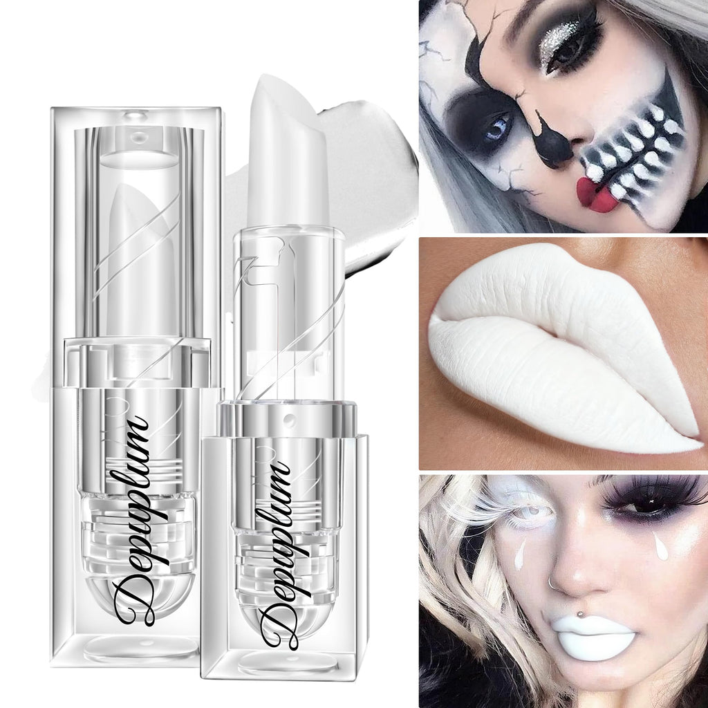 Depuplum Halloween Lipstick Set | Matte Black, White & Red Waterproof Lipsticks for Goth Cosplay