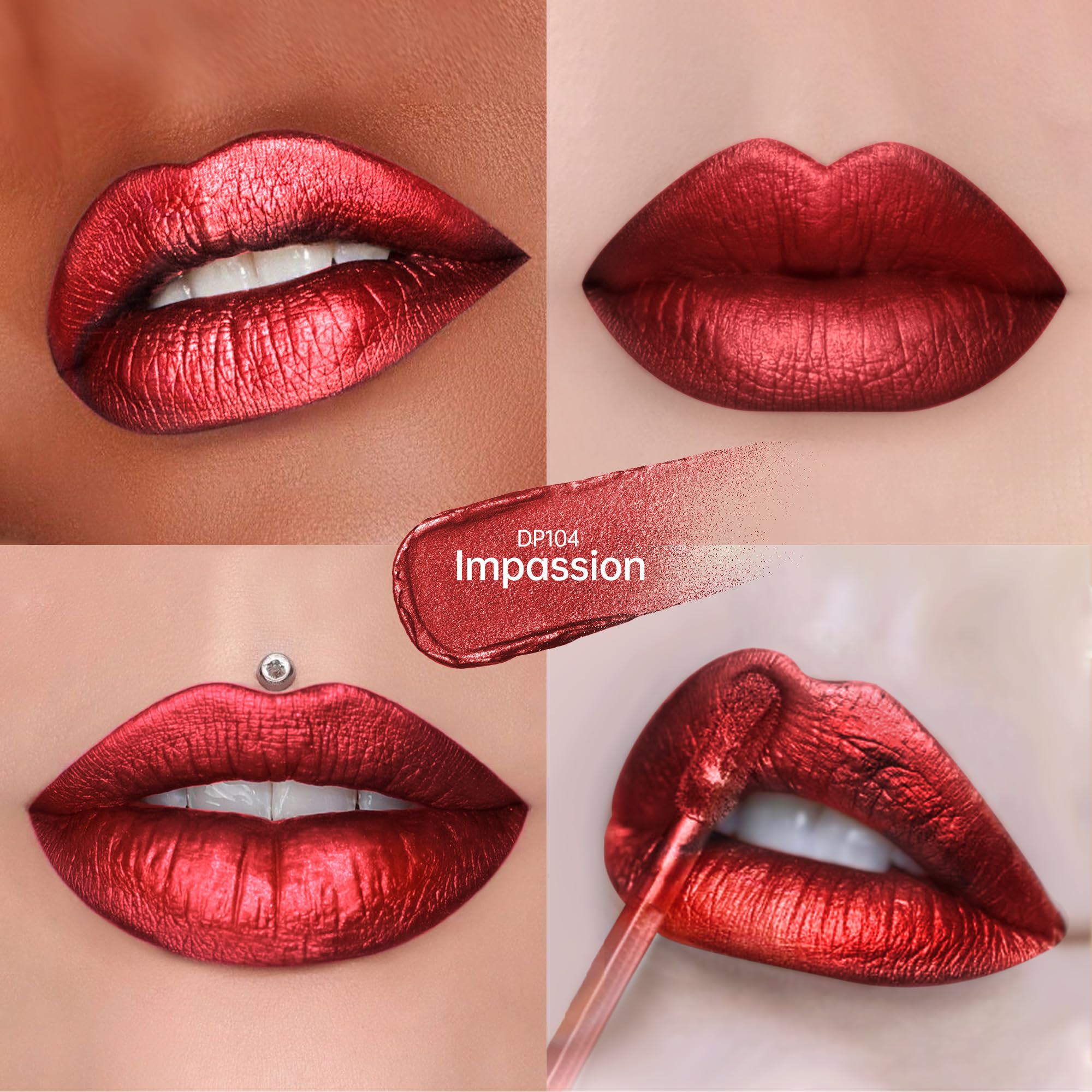 Depuplum 3pc Metallic Lipsticks Set – DP104/107/108 | Long-Lasting Shine & Hydration
