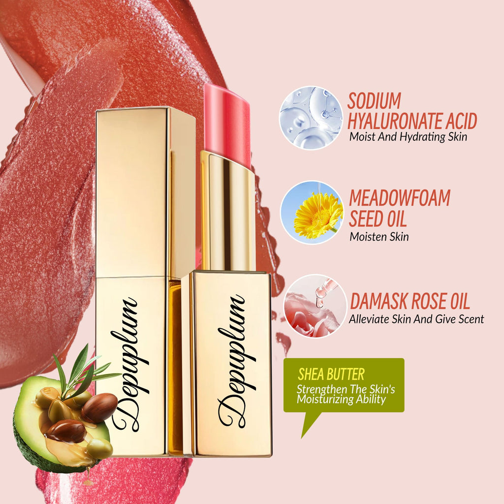 Depuplum Nude Red Pink Lipstick Set – Hydrating, Shimmer Lip Balm & Vegan Lip Gloss (ZG107/108/109)