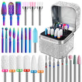 Depvko Nail Drill Bits Set - 30pc 3/32 Inch Carbide Diamond Ceramic Bits with Storage Case for Professional Manicure Pedicure