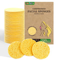 Derloyo 100-Count Compressed Facial Sponges – Natural Biodegradable Cleansing (Yellow)