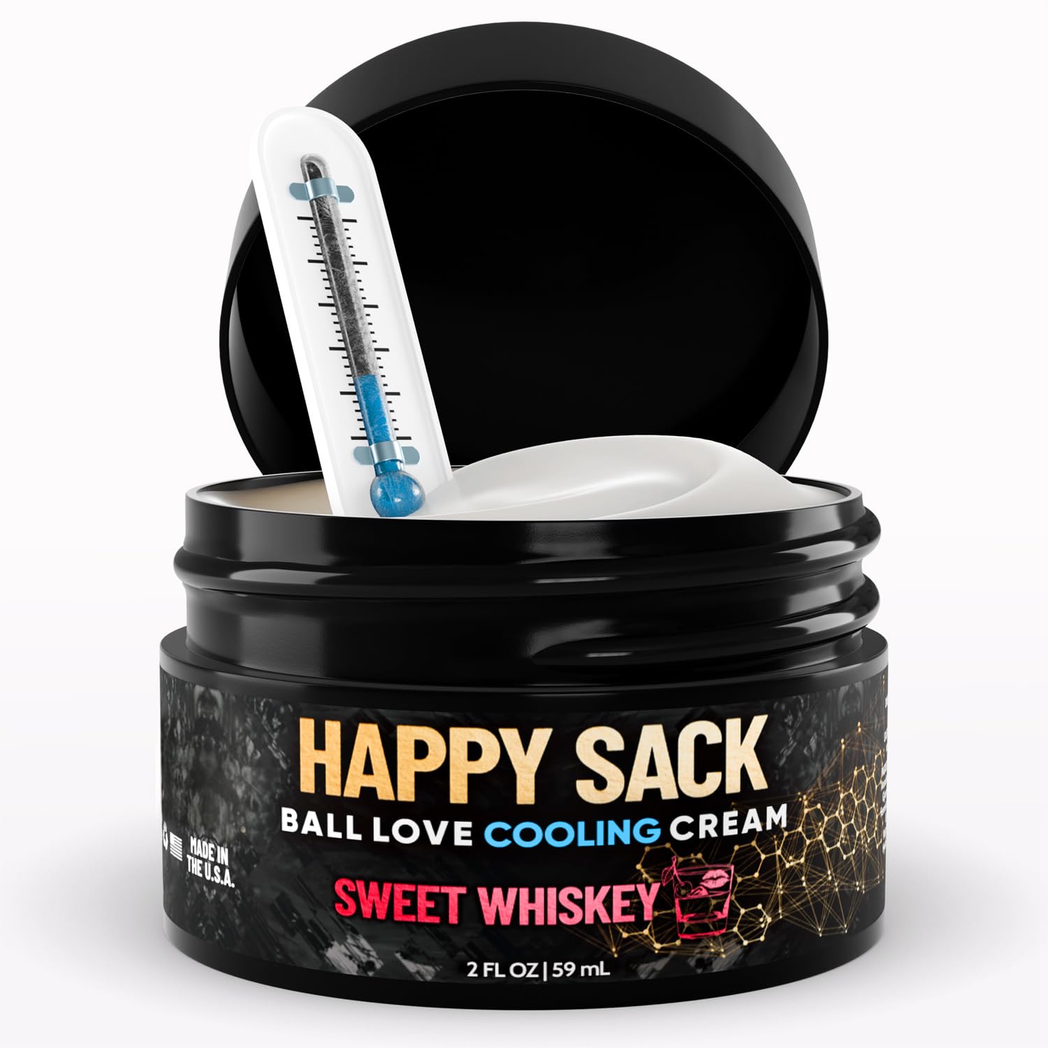 Derm Dude Happy Sack Ball Deodorant & Comfort Cream for Men – Aluminum-Free Odor & Sweat Defense, 2oz (Sweet Whiskey)
