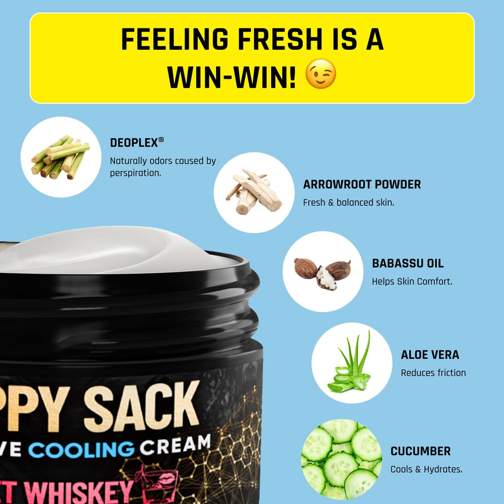 Derm Dude Happy Sack Ball Deodorant & Comfort Cream for Men – Aluminum-Free Odor & Sweat Defense, 2oz (Sweet Whiskey)