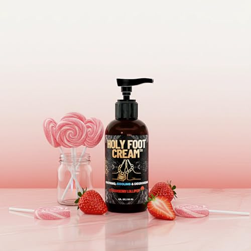 Derm Dude Holy Foot Cream | Daily Moisturizer with DeoPlex & Arrowroot | Strawberry Lollipop Scent 4oz