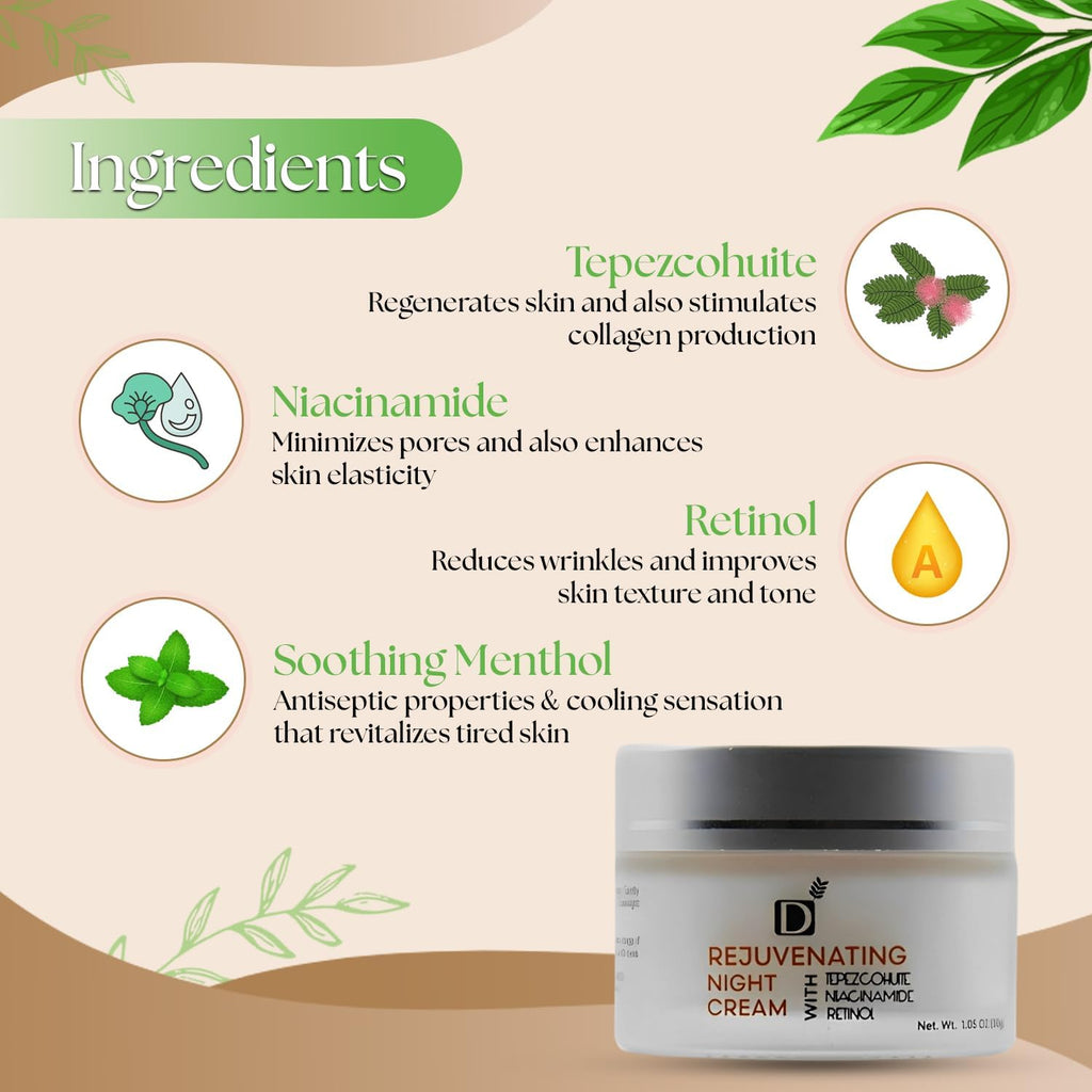 Derma Detox Rejuvenating Night Cream with Retinol, Tepezcohuite & Niacinamide