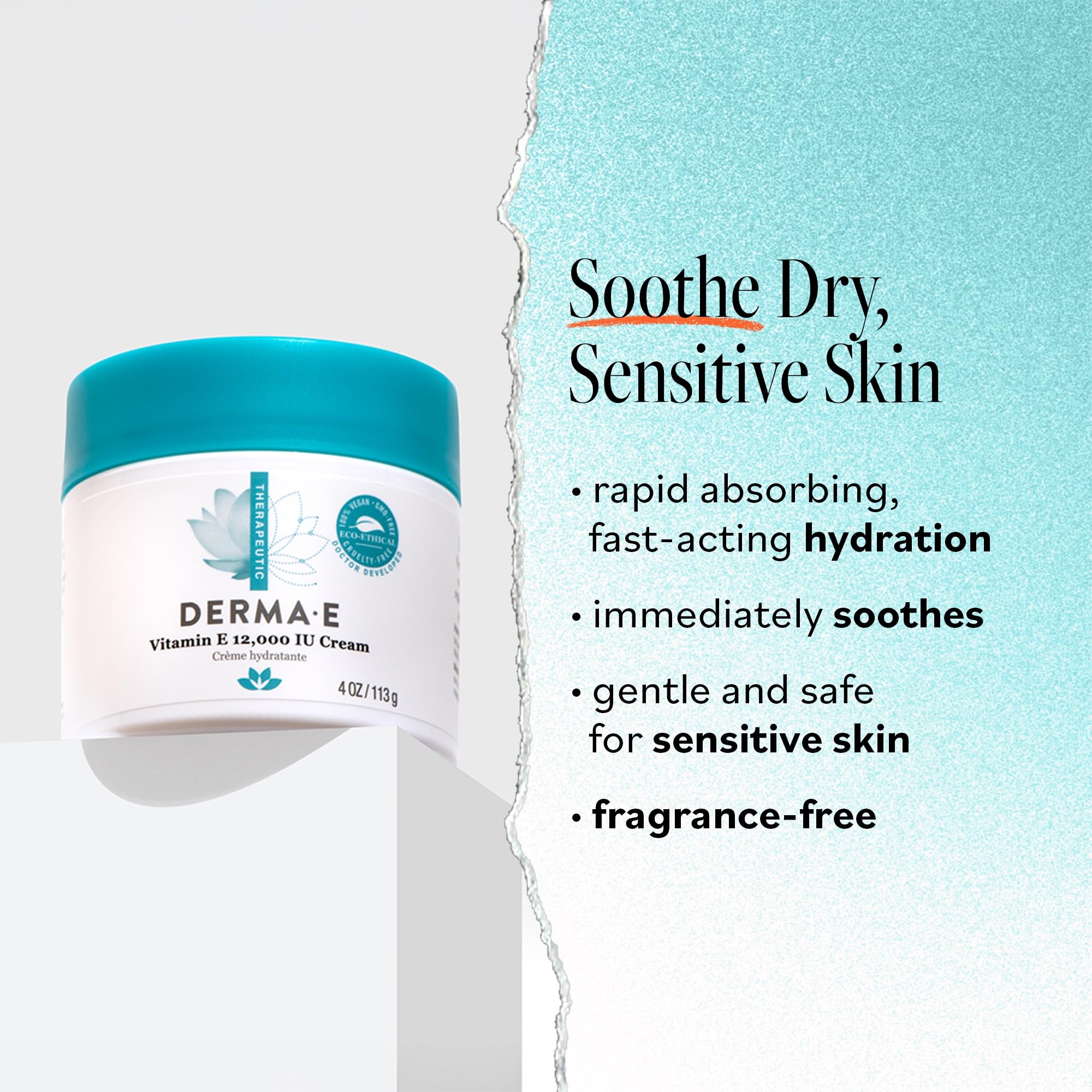 Derma E Vitamin E 12,000 IU Cream – All-in-One Moisturizer for Face & Body