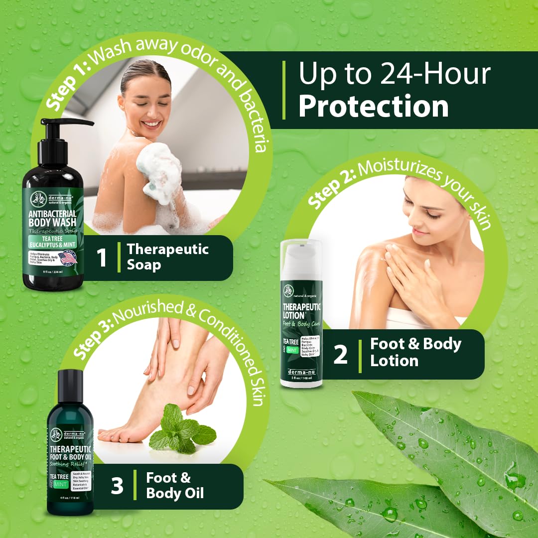 Derma-Nu Antibacterial Body Wash | Tea Tree, Peppermint & More, 2-Pack