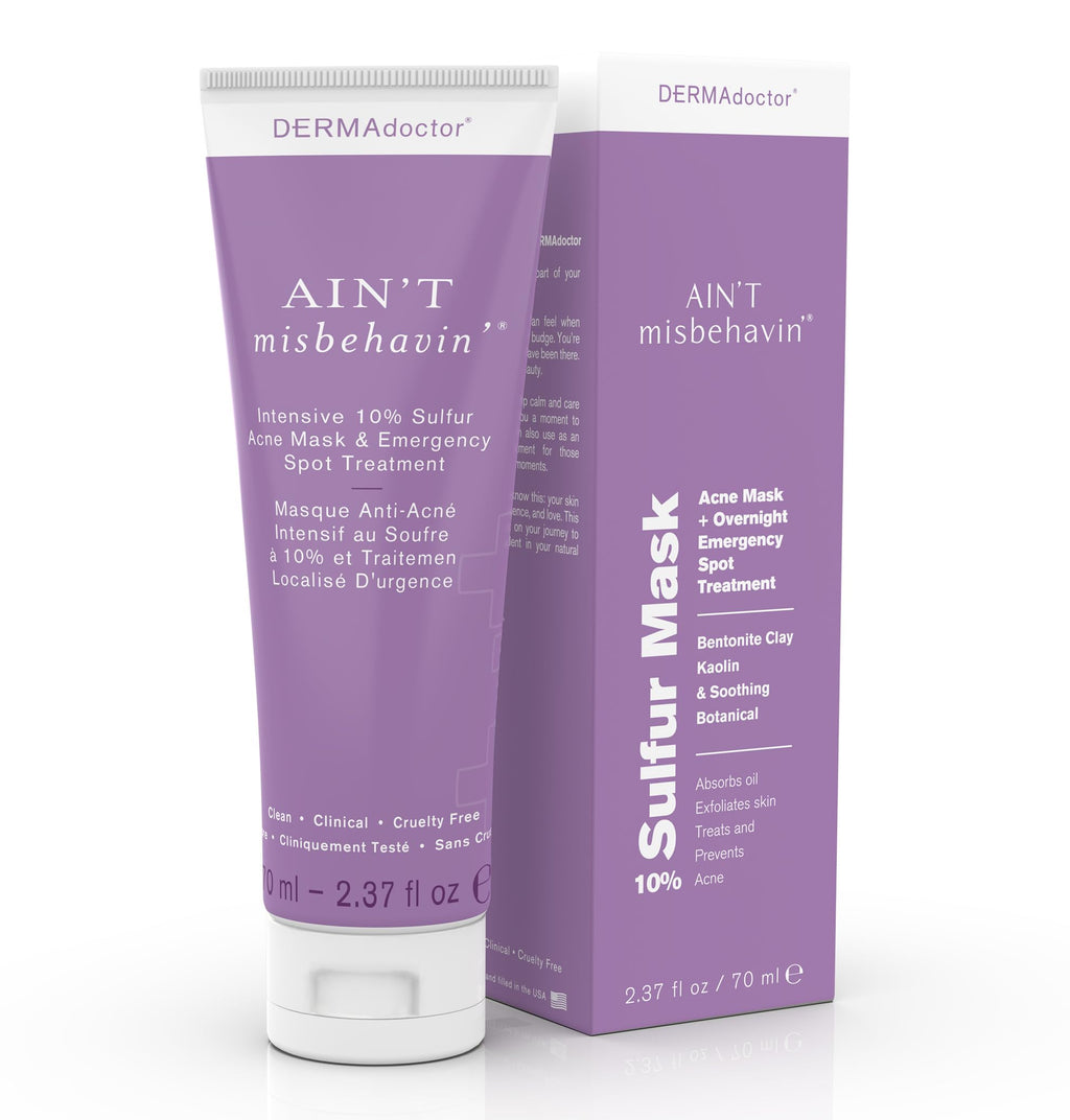 DERMAdoctor Ain't Misbehavin' 10% Sulfur Acne Mask - Oil-Absorbing Facial Treatment (2.3 fl oz)