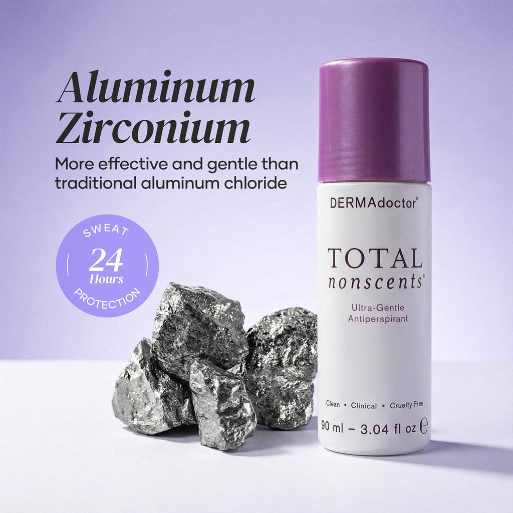DERMAdoctor Total NonScents Ultra-Gentle Unscented Antiperspirant for Sensitive Skin – Clinically Strong Roll-On