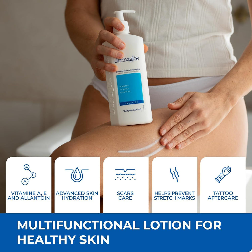 Dermaglós 2-Pack Moisturizing Body Lotion – Deep Hydration with Vitamin A, E & Allantoin | Tattoos, Scars & Stretch Marks Care
