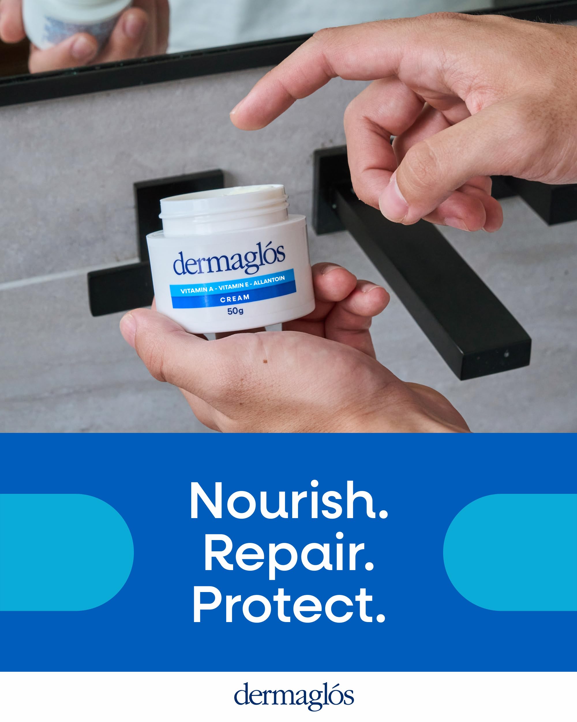 Dermaglós Moisturizing Cream with Vitamin A, E & Allantoin | Hydration for Wrinkles, Scars, Stretch Marks, Tattoo Aftercare | 1.76 oz
