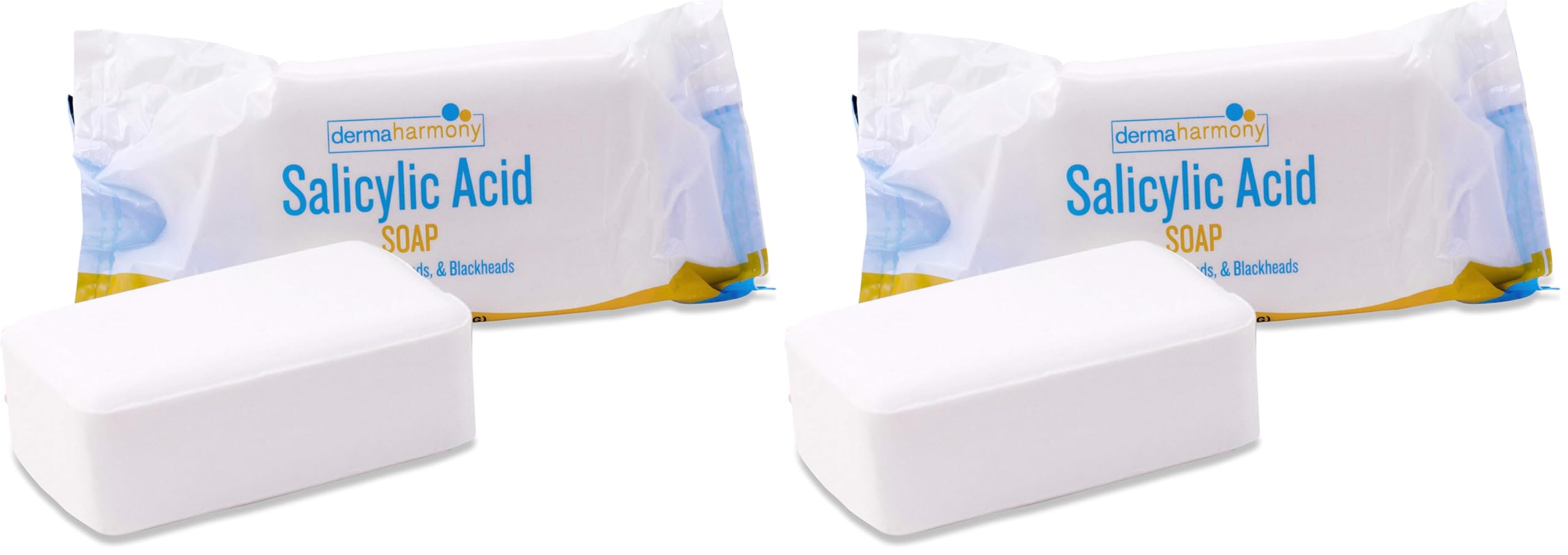 Dermaharmony 2% Salicylic Acid Natural Soap for Acne – Pack of 2 | Fragrance-Free & USA-Made