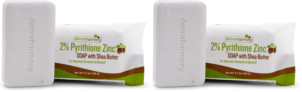 DermaHarmony 2% Pyrithione Zinc Shea Butter Bar Soap – Two-Pack for Dandruff & Seborrheic Dermatitis (3.7 oz each)