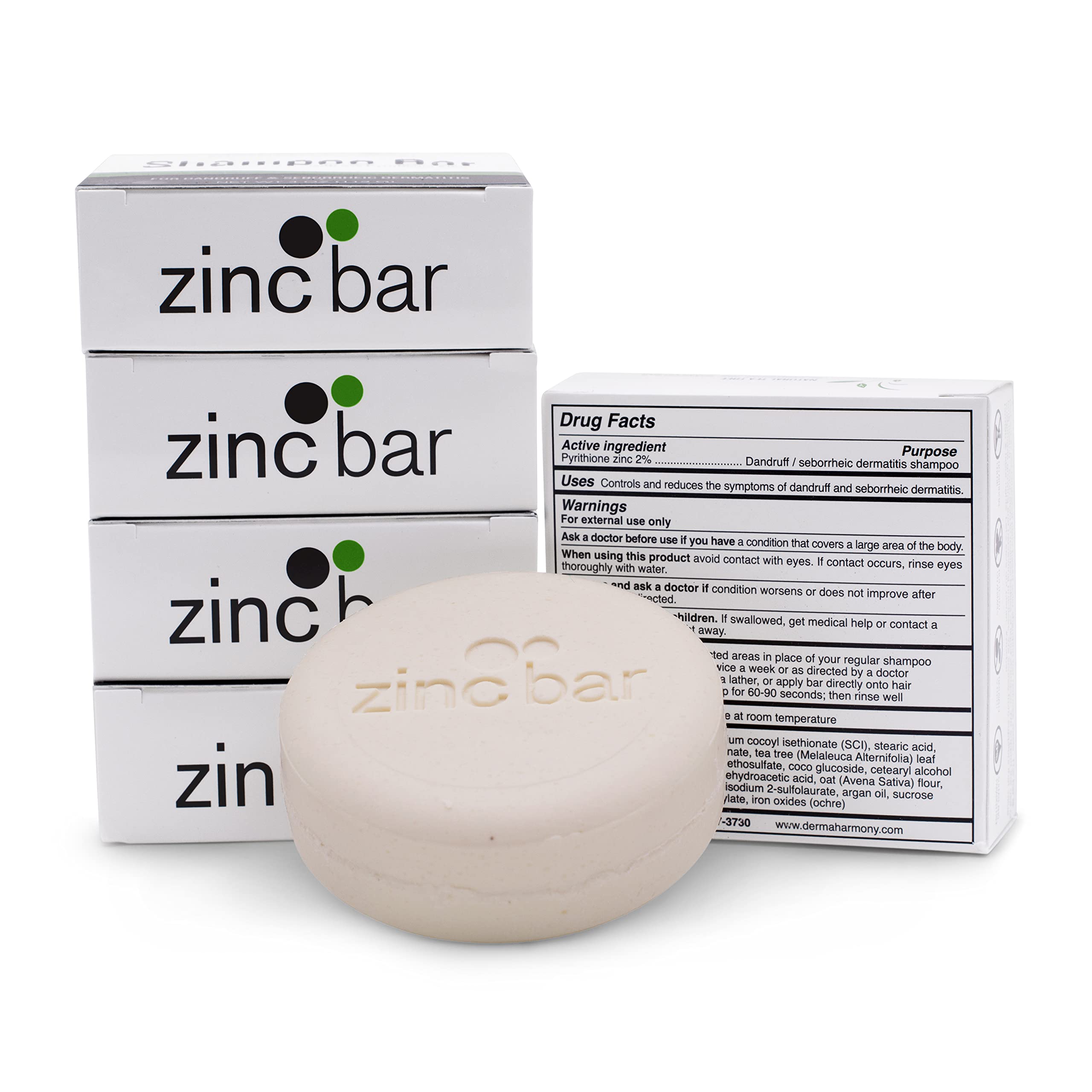 Dermaharmony 2% Pyrithione Zinc Shampoo Bar with Tea Tree — Pack of 2 (4 oz Each)