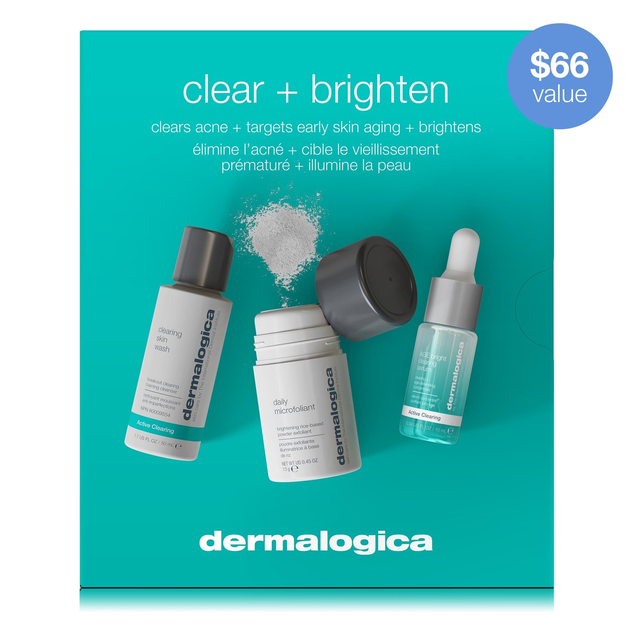 Dermalogica Clear and Brighten Kit – 3 Step Acne & Brightening Skincare Set