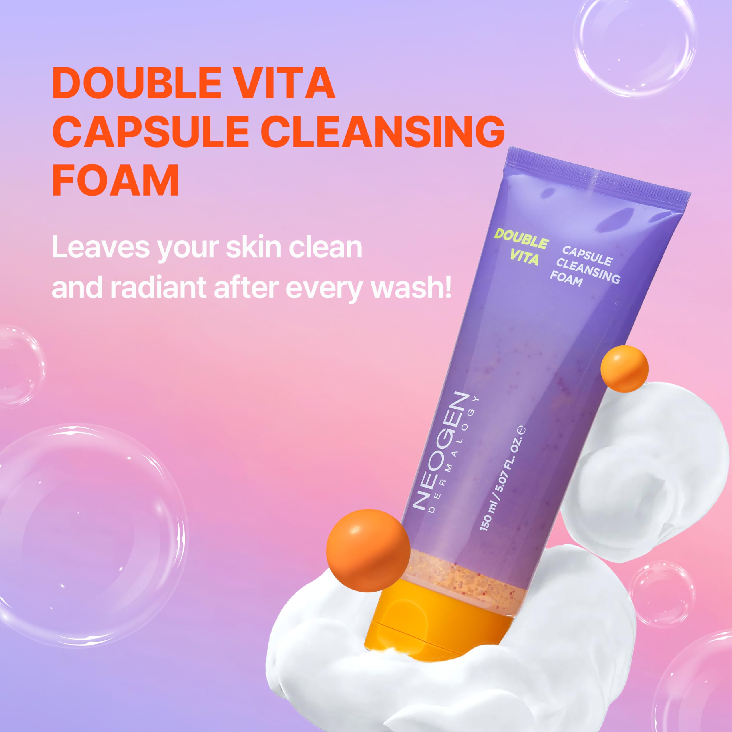 DERMALOGY by NEOGENLAB Double Vita Capsule Cleansing Foam – Vitamin-Rich Gel-to-Foam Cleanser