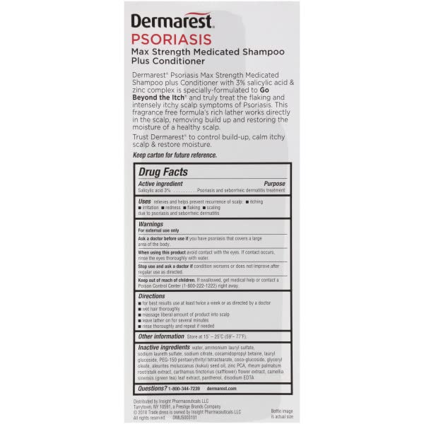 Dermarest Medicated Shampoo Plus Conditioner for Psoriasis – 8 fl oz (4 Pack)