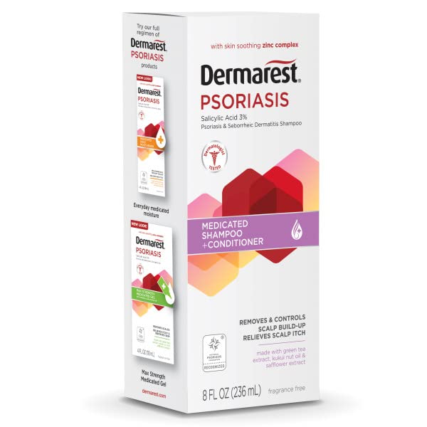 Dermarest Medicated Shampoo Plus Conditioner for Psoriasis – 8 fl oz (4 Pack)