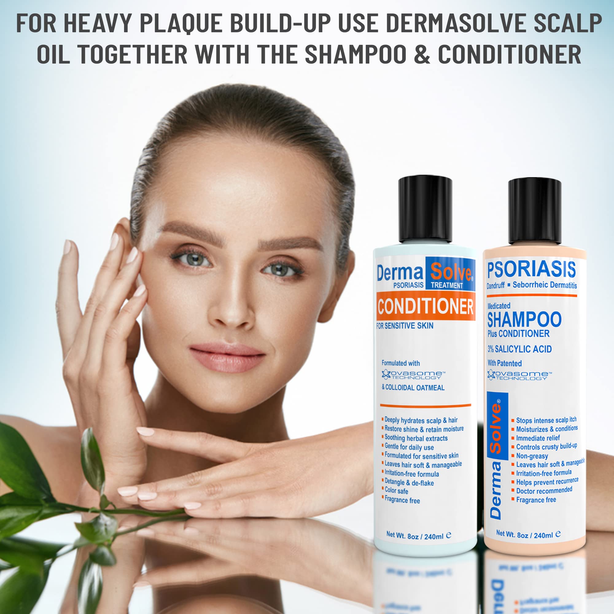 Dermasolve Scalp Psoriasis Medicated Shampoo & Conditioner – 8 oz Bottles (2 Pack) | Soothes Dandruff & Flaky Scalp