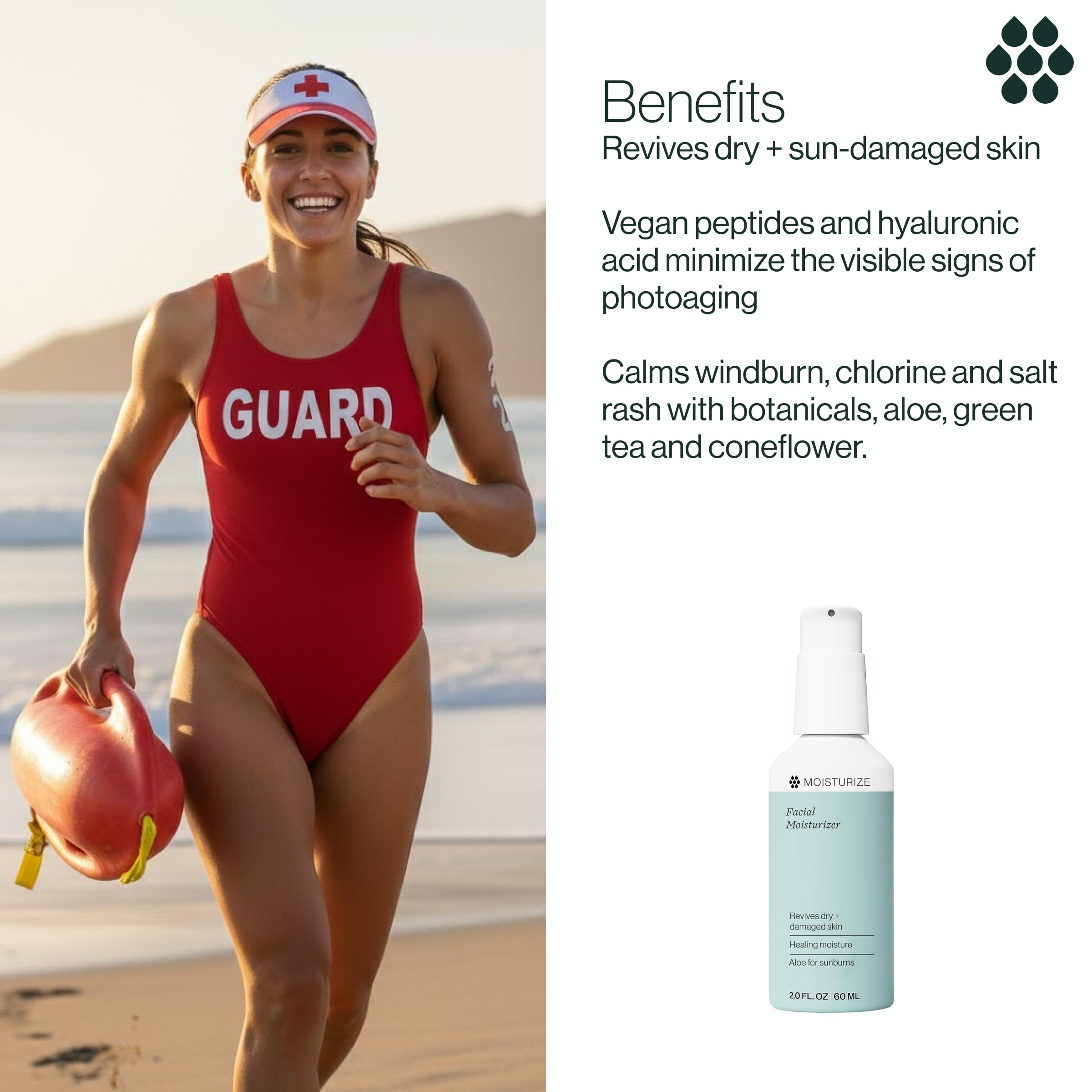 Dermasport Face Moisturizer for Athletes | Hydrating Lotion with Hyaluronic Acid + Vitamins A & C