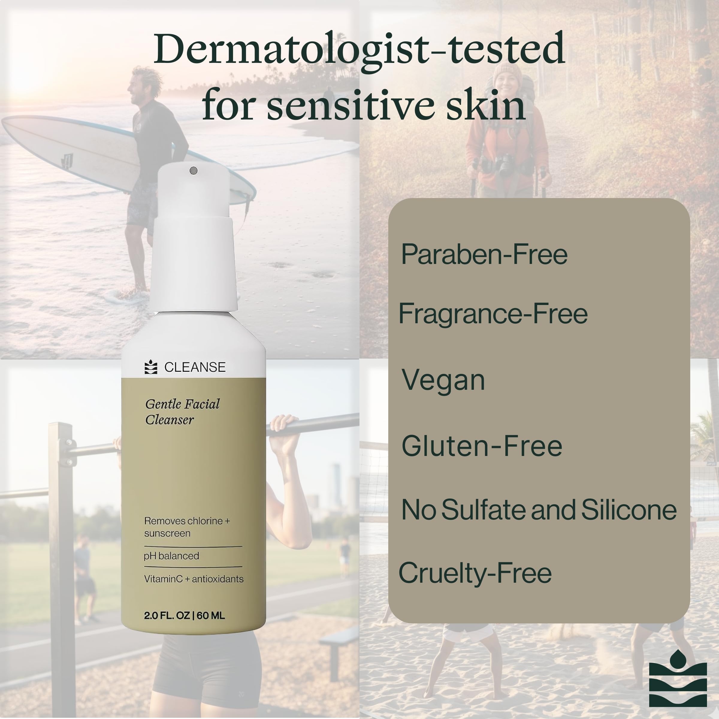 Dermasport Gentle Facial Cleanser for Athletes – Hydrating Aloe & Hyaluronic Acid