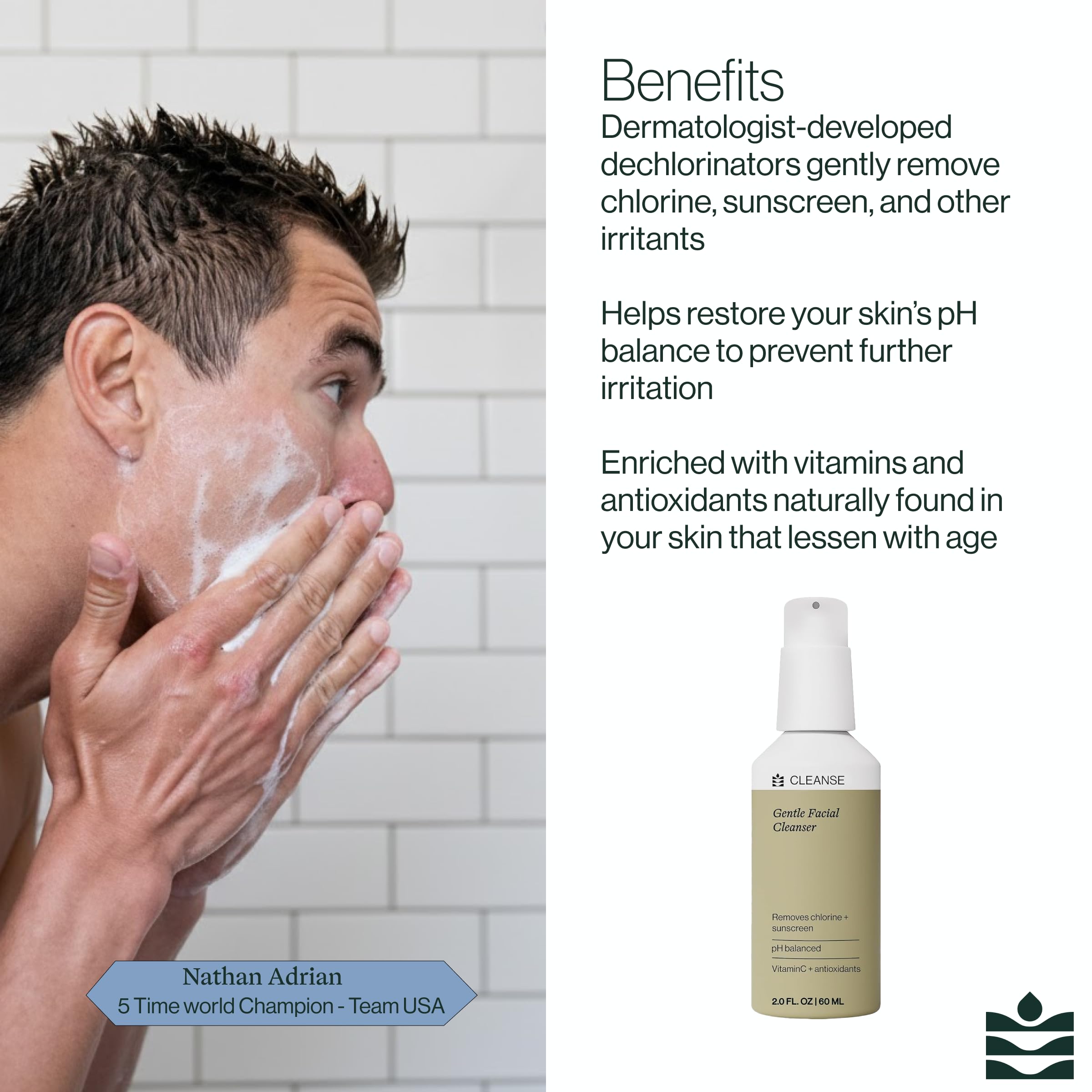 Dermasport Gentle Facial Cleanser for Athletes – Hydrating Aloe & Hyaluronic Acid