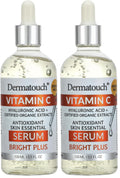 DERMATOUCH Vitamin C Serum with Hyaluronic Acid – 3.3 fl oz (Pack of 2) – Made in USA