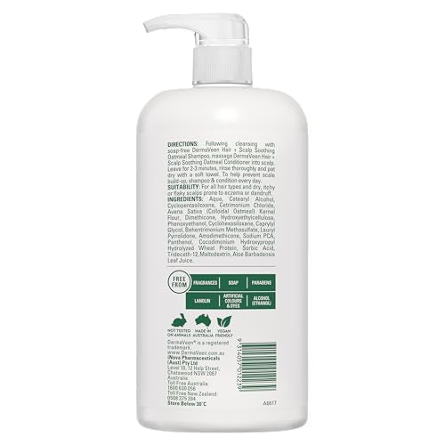 DermaVeen Oatmeal Conditioner 1 Litre – Hydrating, Gentle, Fragrance-Free for Sensitive Scalp