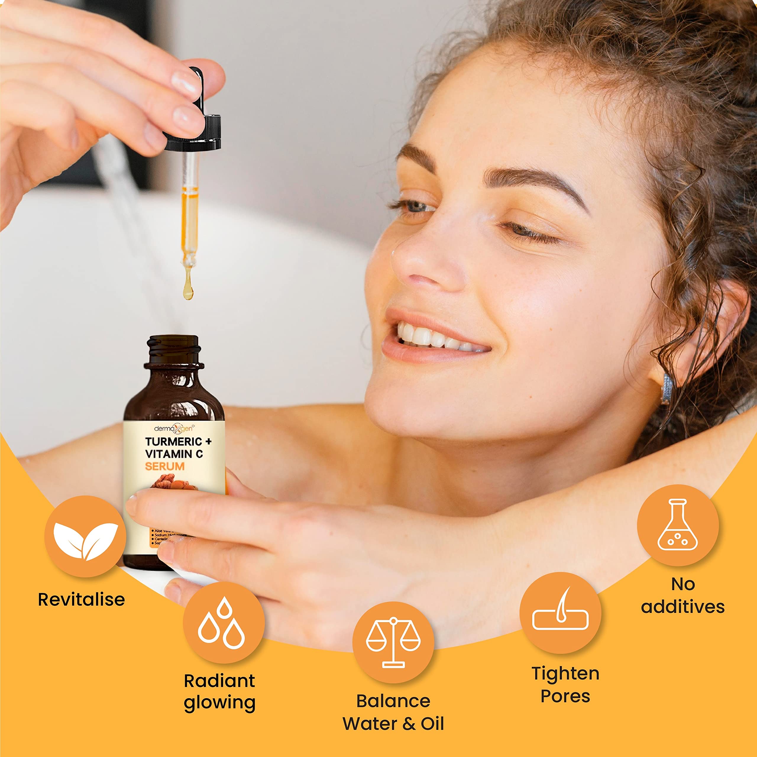 DERMAXGEN Turmeric Serum + Vitamin C — Glow-Boosting Organic Moisturizer (4 oz)