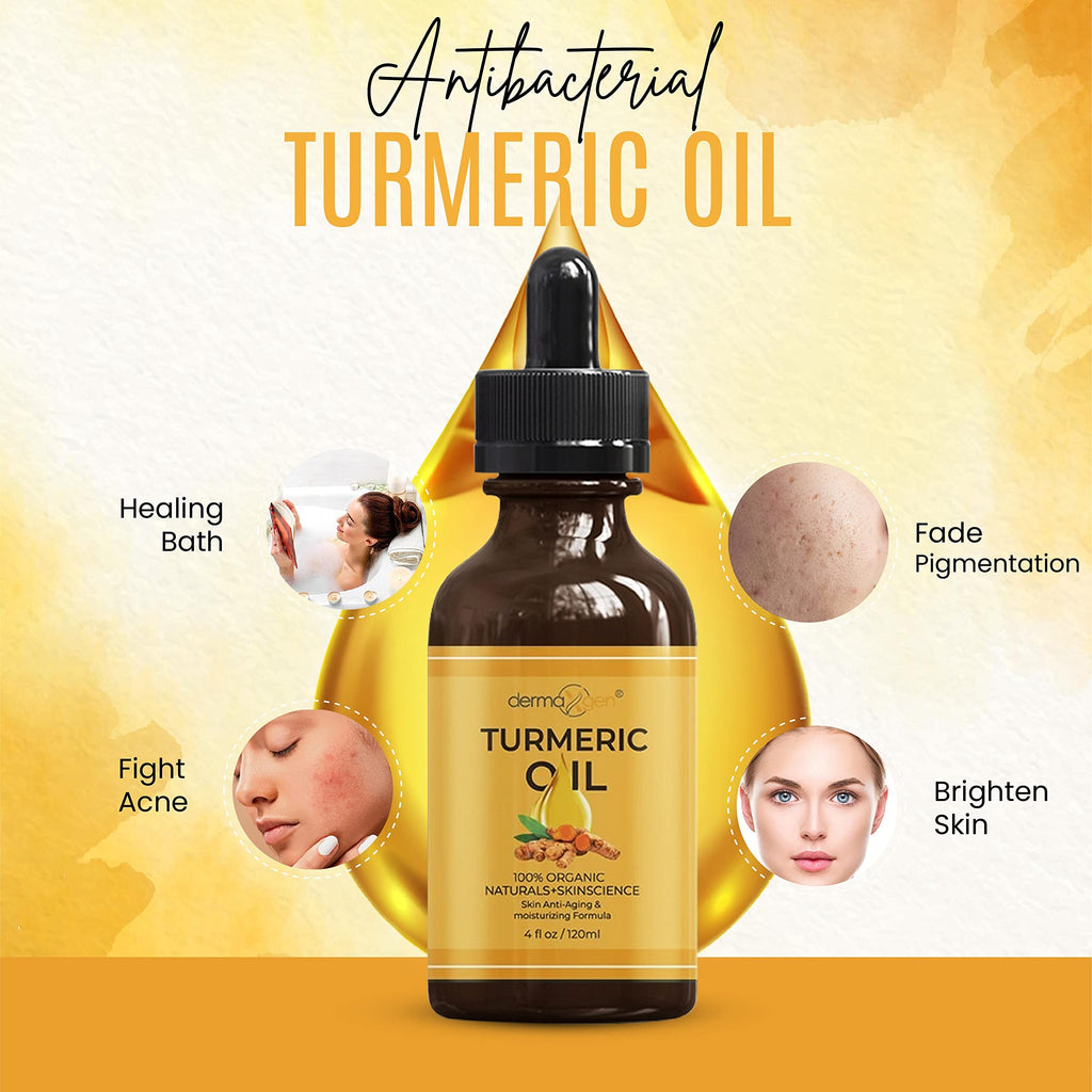 DERMAXGEN Organic Turmeric Oil for Skin Lightening | Hydrating Anti-Aging Face Oil (4 FL OZ)