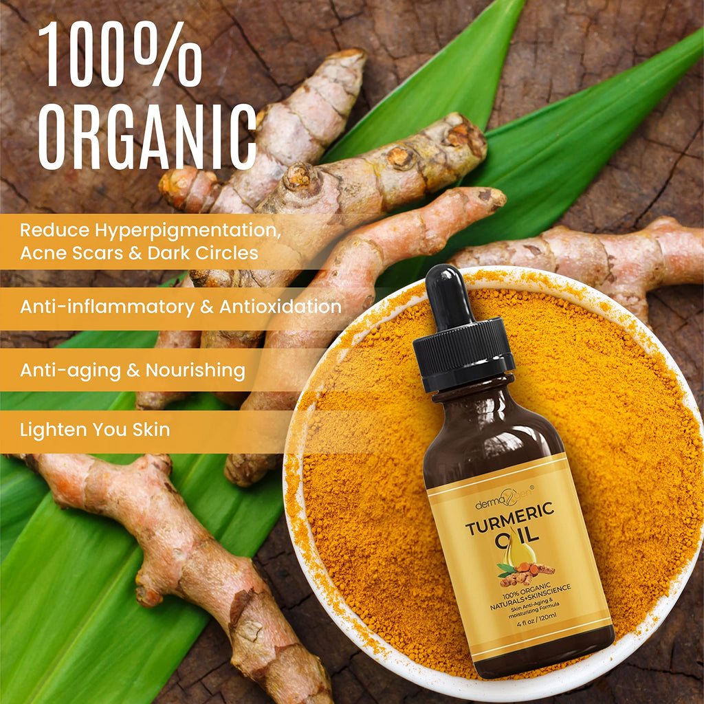 DERMAXGEN Organic Turmeric Oil for Skin Lightening | Hydrating Anti-Aging Face Oil (4 FL OZ)