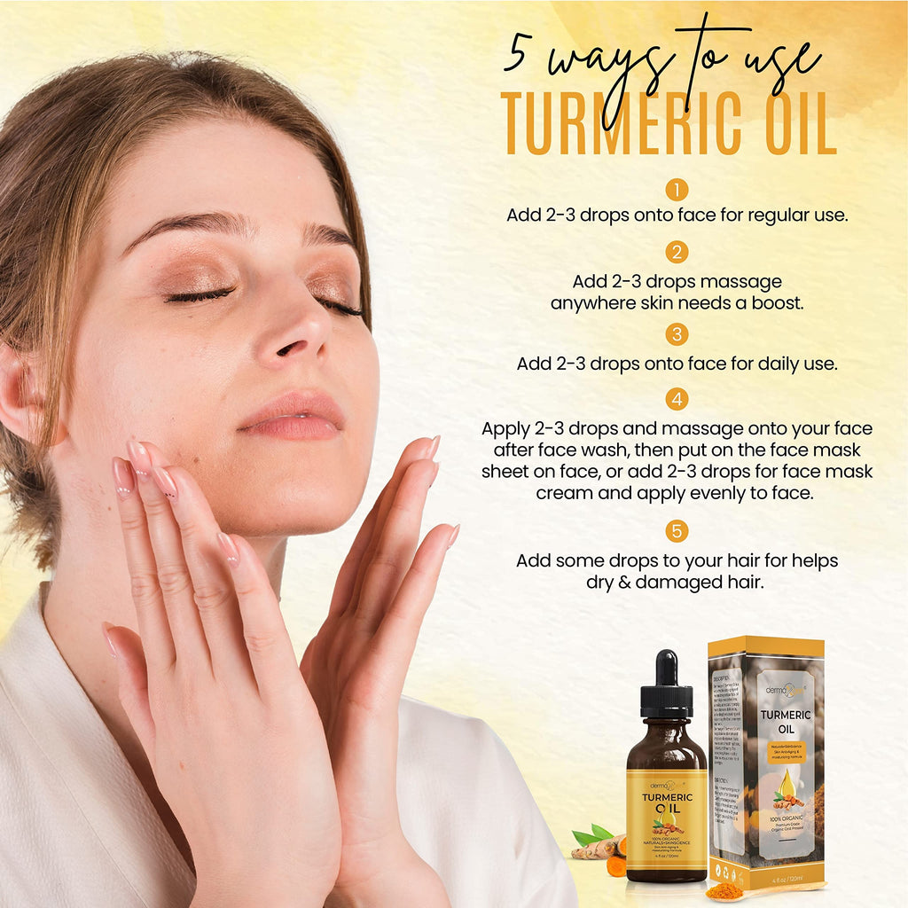 DERMAXGEN Organic Turmeric Oil for Skin Lightening | Hydrating Anti-Aging Face Oil (4 FL OZ)