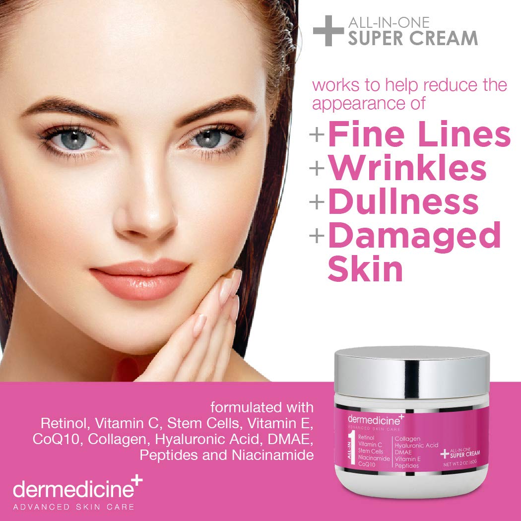 Dermedicine All-In-One Anti-Aging Cream for Face (2 oz) – Retinol, Vitamin C & Peptides