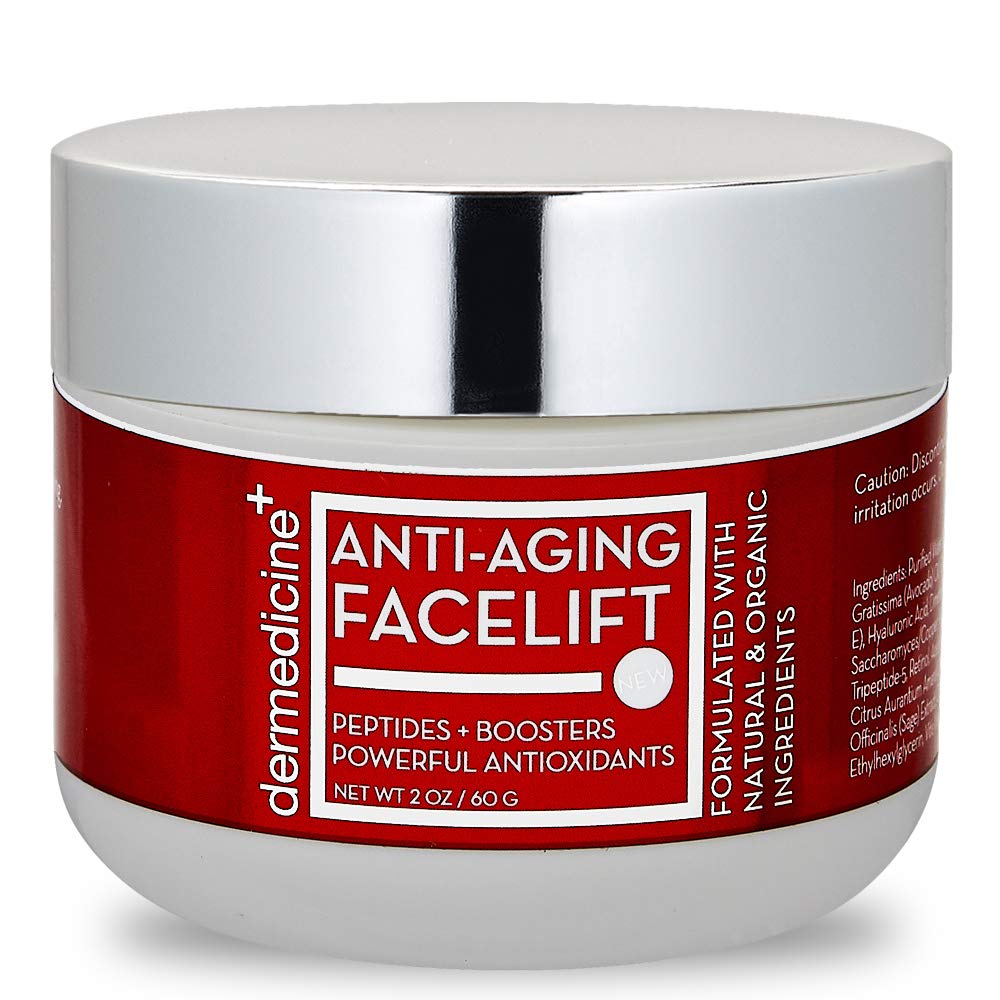Dermedicine Natural Anti-Aging Facelift Cream – Retinol, Peptides, Hyaluronic Acid