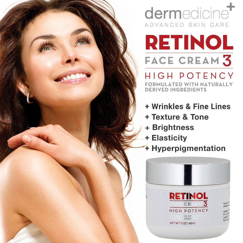 Dermedicine Retinol Cream for Face & Eye | 3% Blend with Jojoba Oil, Apricot Oil, Hyaluronic Acid & Squalane