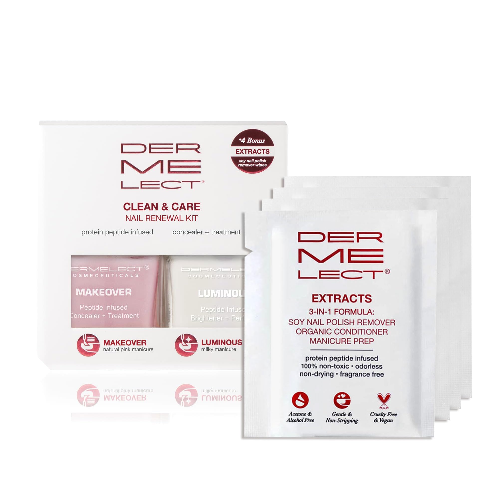 Dermelect Clean & Care Nail Renewal Kit – 3‑Step Nail Care for Strength, Brightness & Repair