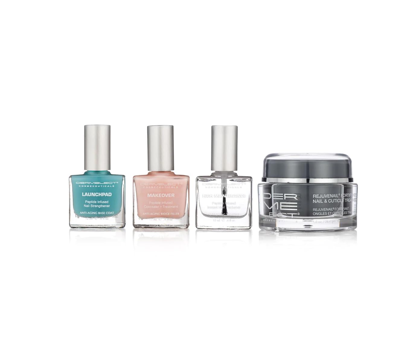 Dermelect Nail Recovery System – Peptides, Hyaluronic Acid & Vitamin E for Strengthening (4-Pc Set)
