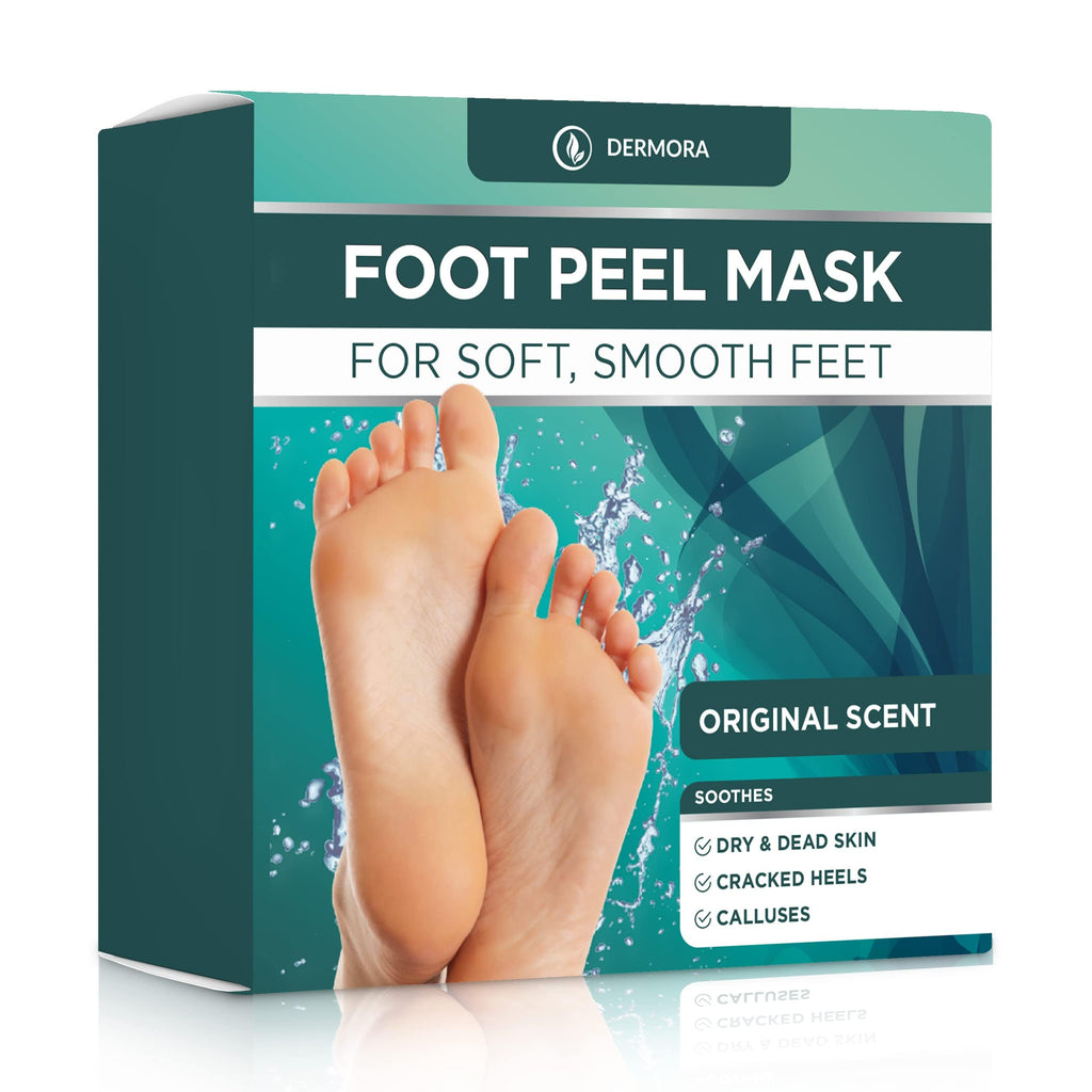 DERMORA Foot Peel Mask | Exfoliating Foot Masks for Soft Feet | Pack of 4 | Original Scent